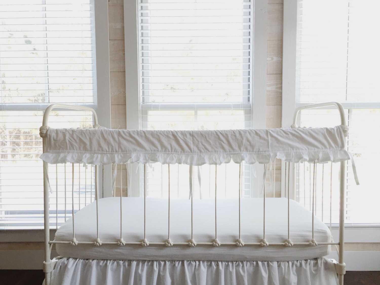 Crib Rail Cover Boy or Girl White Baby Crib Bedding Ruffled Etsy