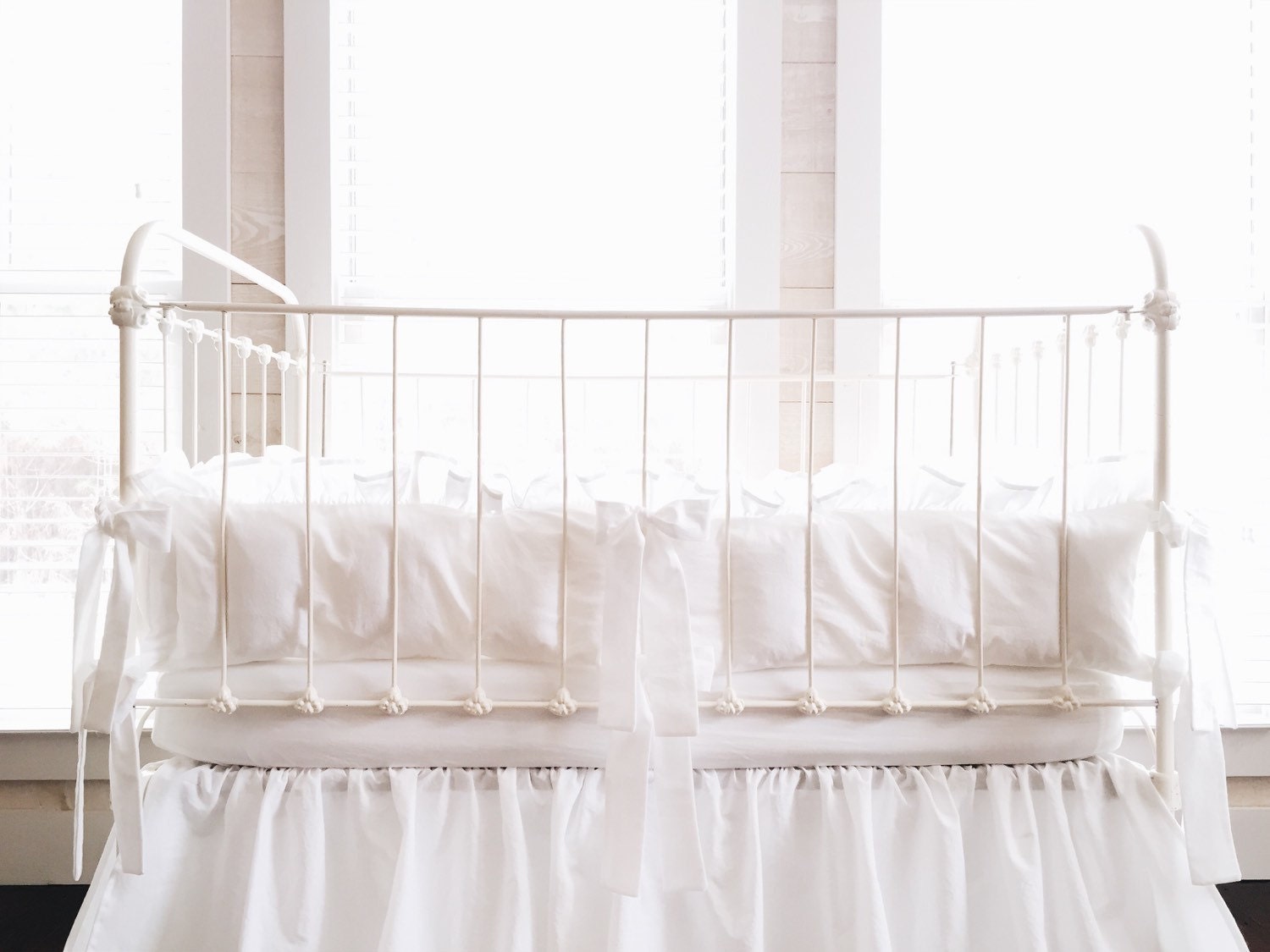 solid white crib bedding