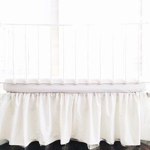 Neutral Farmhouse Crib Skirt for Boy or Girl, Baby Bed Skirt, Crib Dust Ruffle, Neutral Nursery Bedding