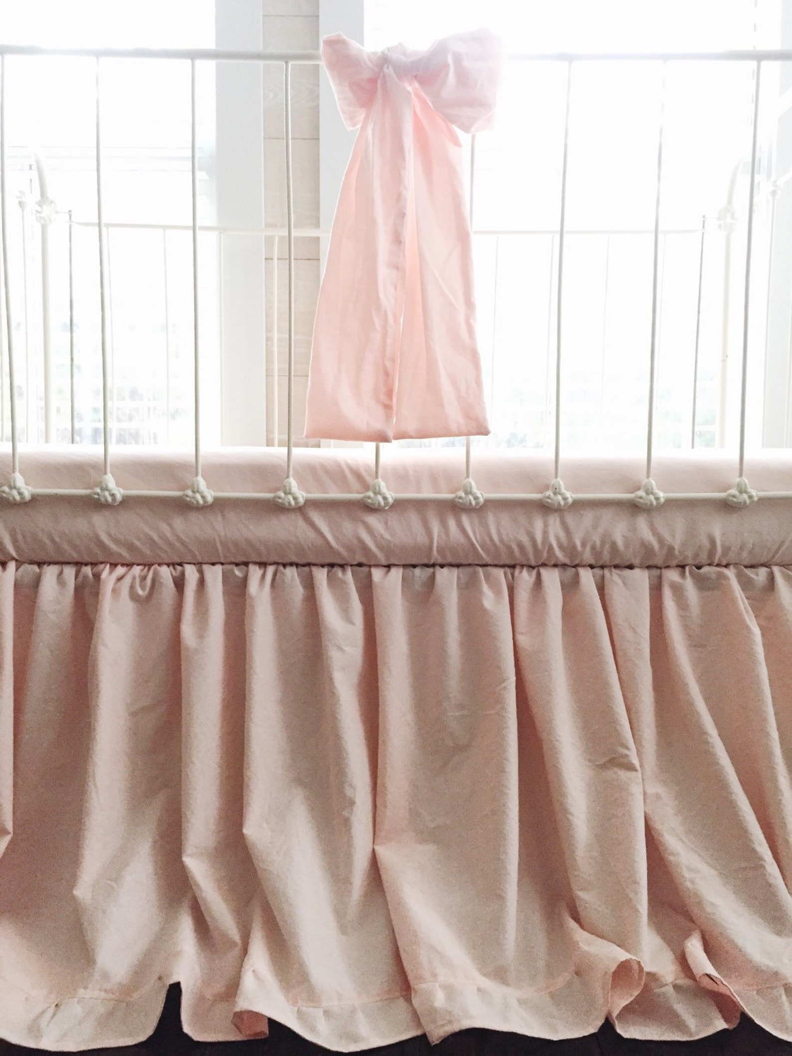 Pink Ruffle Crib Bedding Set Ruffled Crib Skirt Baby Girl Etsy