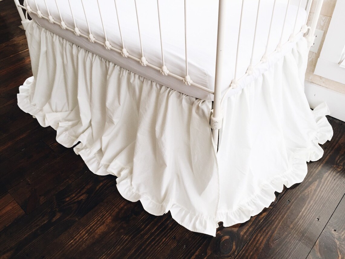 Neutral Ruffled Crib Skirt for Boy or Girl in Porcelain Crib Etsy