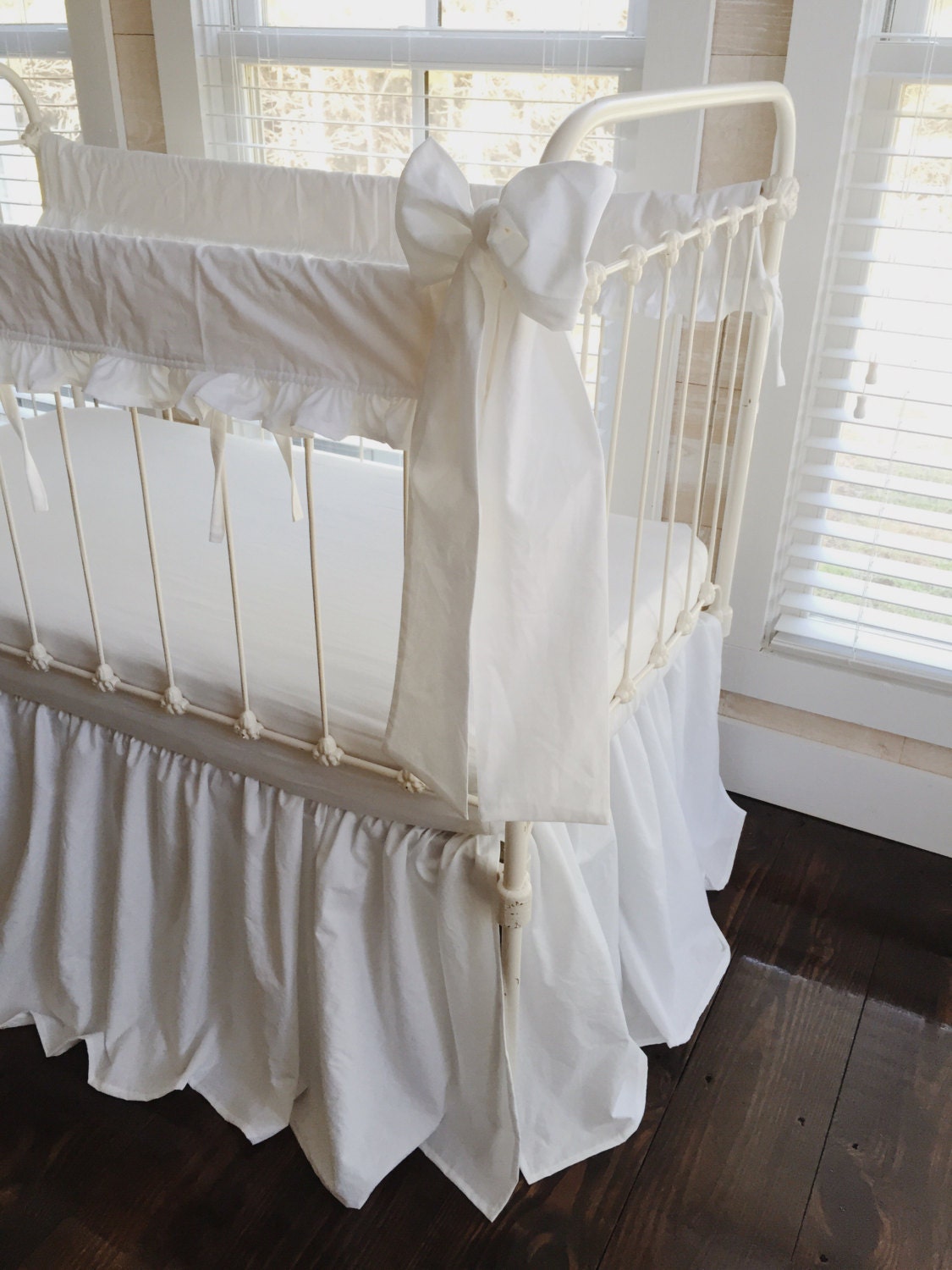 White Crib Rail Cover Set Crib Bedding Boy or Girl Farmhouse Etsy