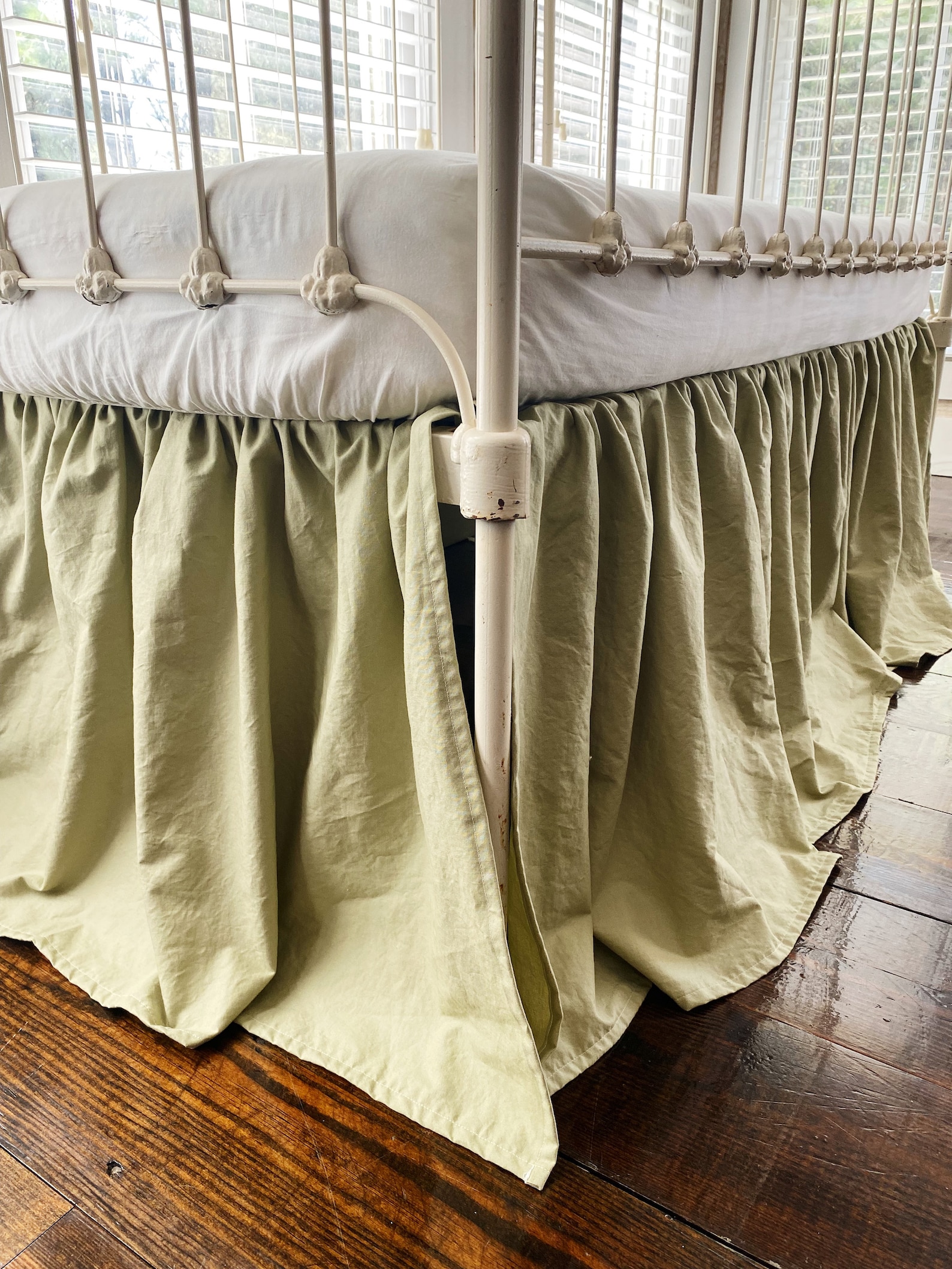 Sage Green Crib Skirt Boy Girl Baby Bedskirt Woodland Etsy