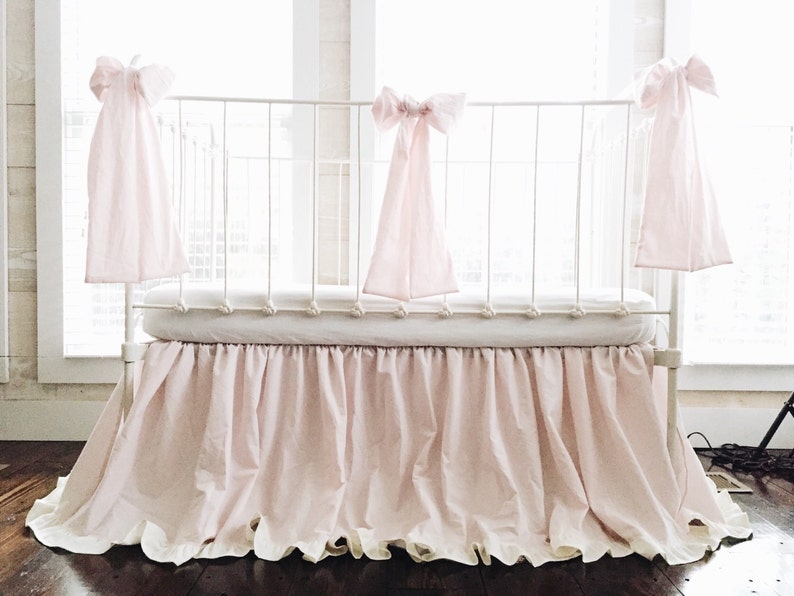 Baby Girl Ruffle Crib Bedding Set Ruffled Crib Skirt Pink Etsy