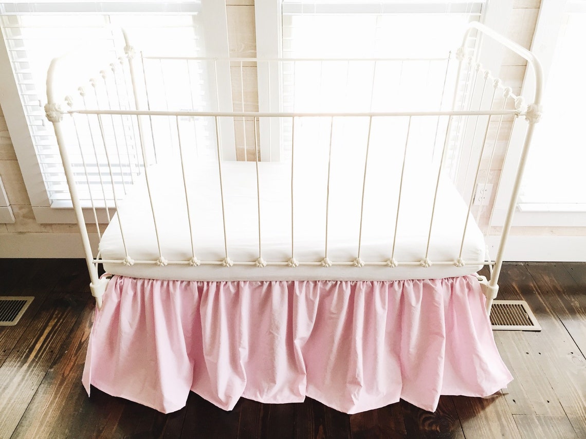 Parfait Pink Farmhouse Crib Skirt for Baby Girls Crib Dust Etsy