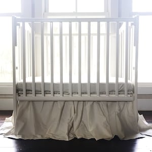 Mini Crib Skirt Boy Girl, Neutral Baby Bedskirt, Nursery Bedding