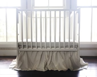 Mini Crib Skirt Boy Girl, Neutral Baby Bedskirt, Nursery Bedding