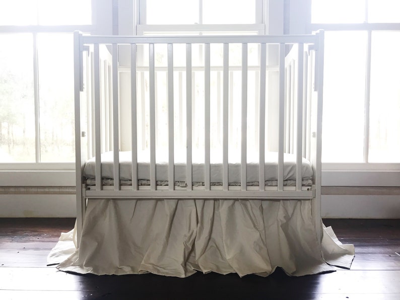 Mini Crib Skirt Neutral Baby Bedding Nursery Bed Skirt Etsy