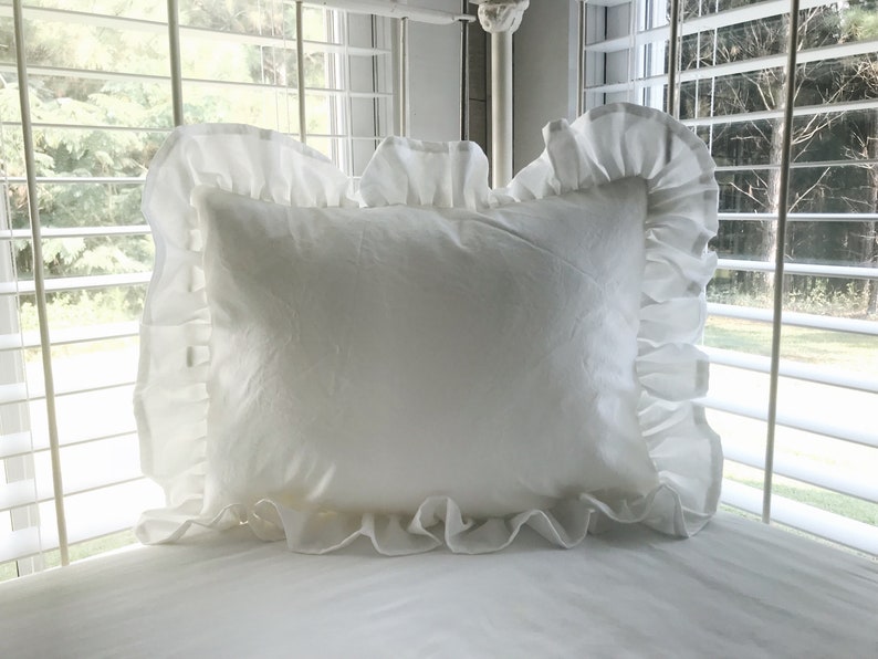 White Ruffled Baby Bed Crib Pillow Toddler Pillow White Etsy