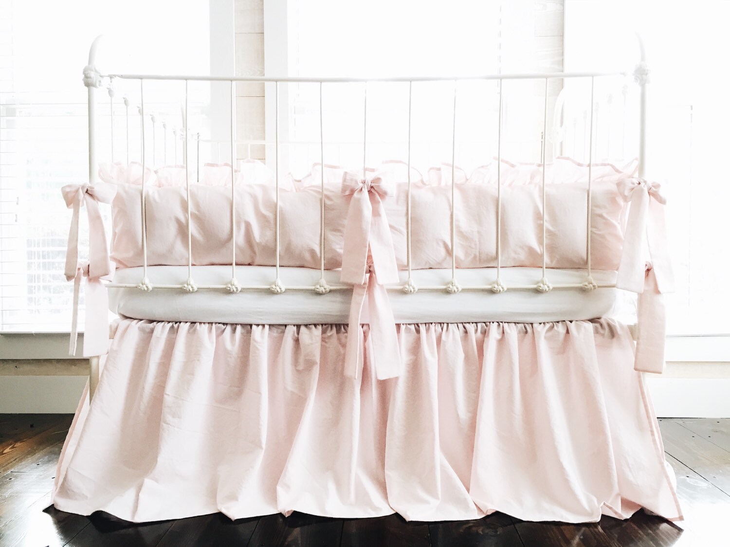 Girl Crib Bedding Set Baby Pink Crib Skirt Crib Bumper Pads Etsy