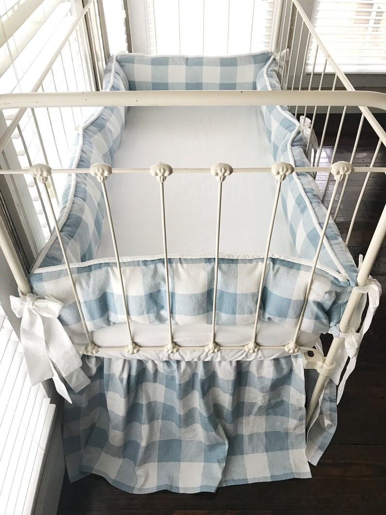 Blue Buffalo Check Crib Bedding Plaid Baby Bedding Boy Baby Etsy
