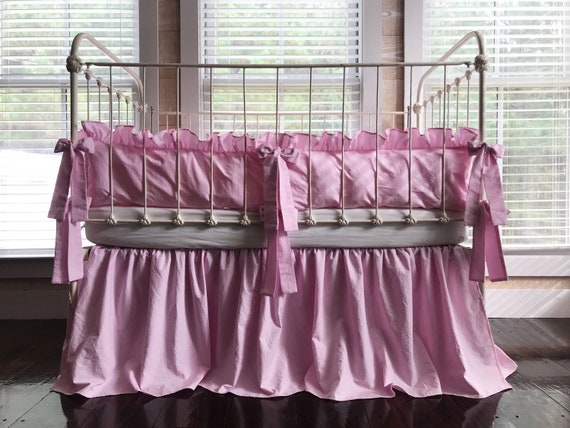 Pink Crib Bedding Set Pink Crib Bumper Pink Crib Skirt Girl Etsy