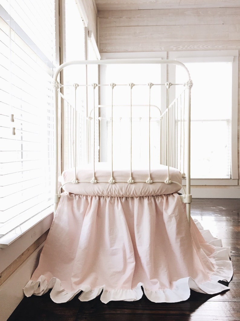 Baby Pink and White Ruffled Crib Skirt for Girls Crib Dust Etsy