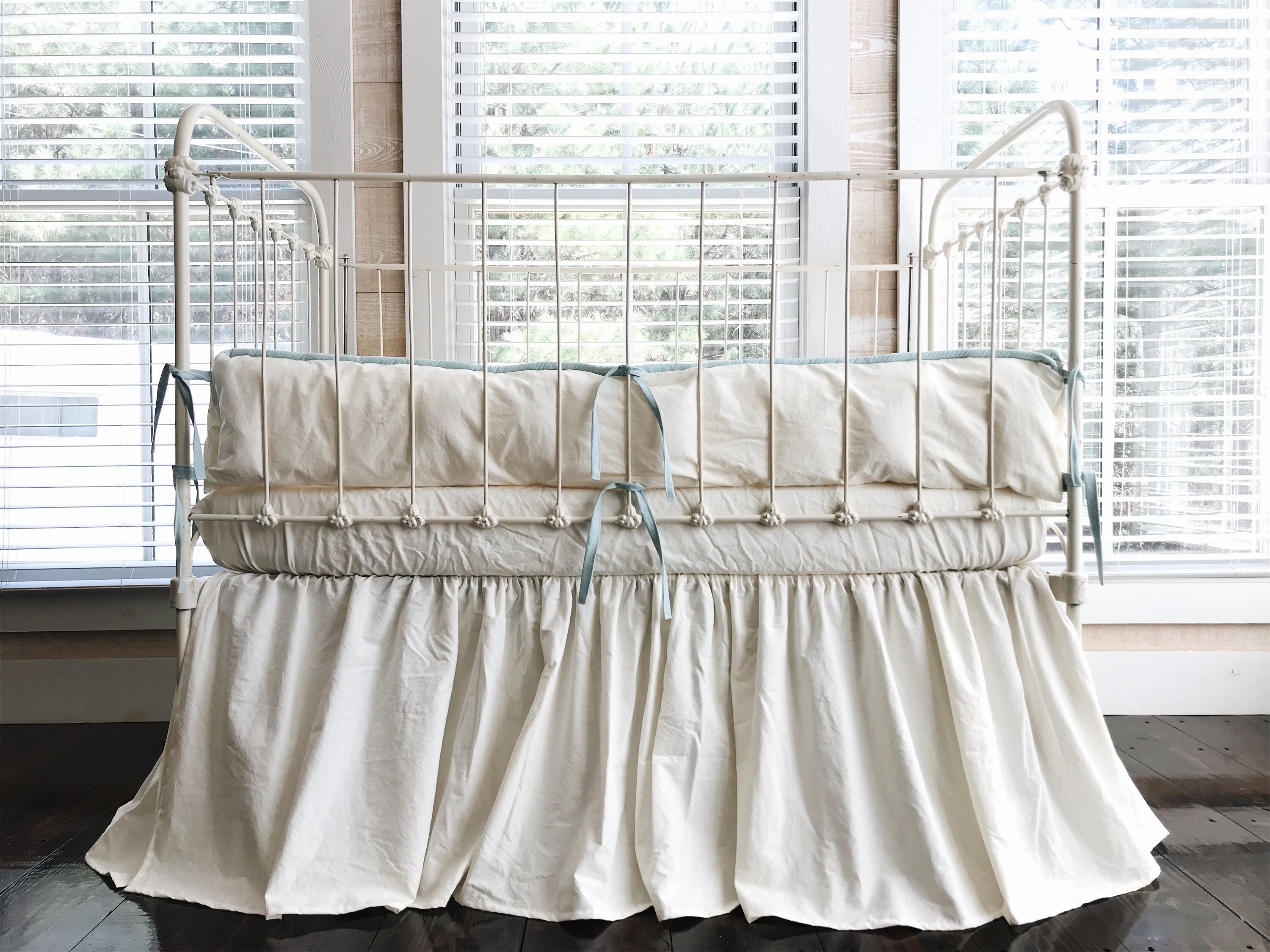 Farmhouse Crib Bedding Set Ivory Crib Skirt Crib Bumper Etsy