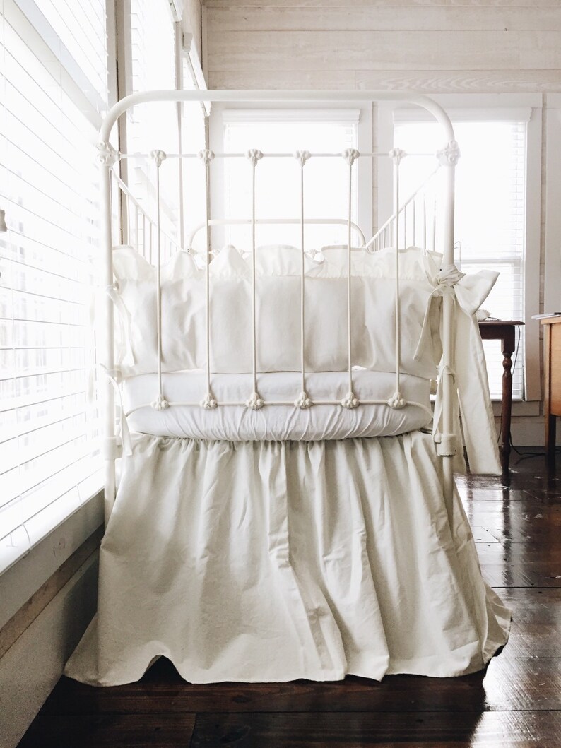 French Country Crib Bedding Solid Neutral Baby Bed Skirt and Etsy