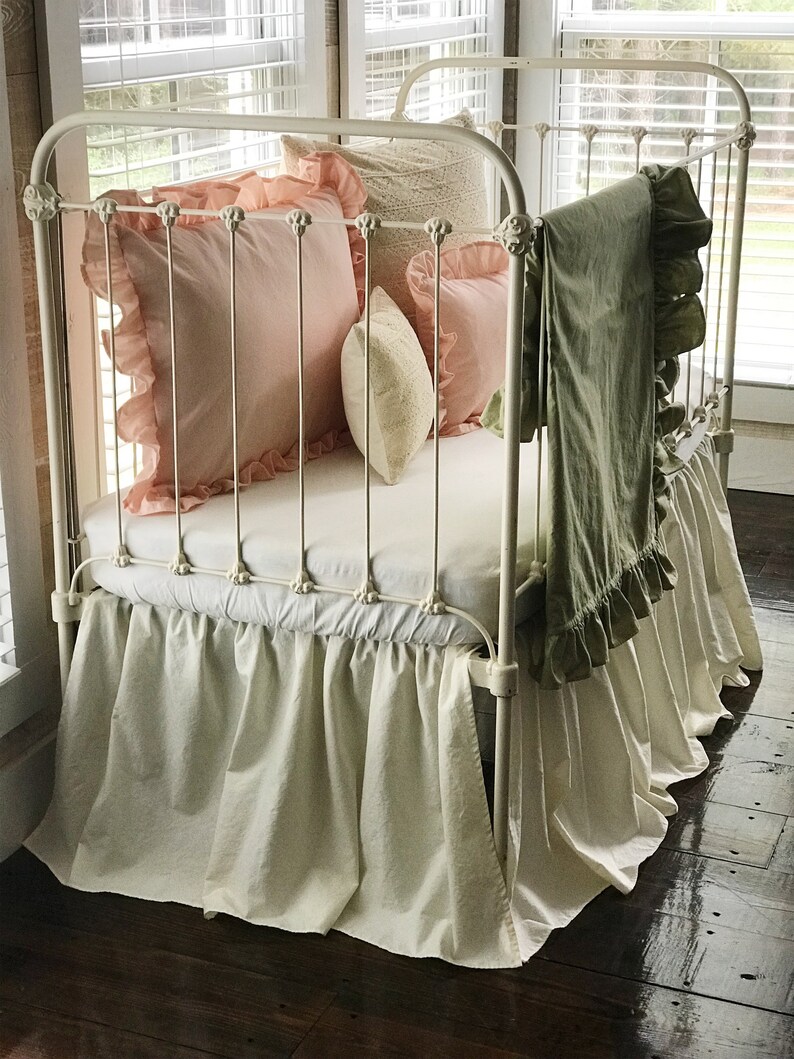 Sage Ruffled Baby Blanket Sage Crib Bedding Green Crib Etsy