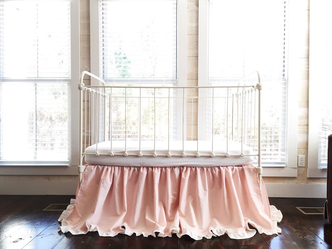 Baby Pink and Ivory Ruffled Crib Skirt for Girls Long Crib Etsy
