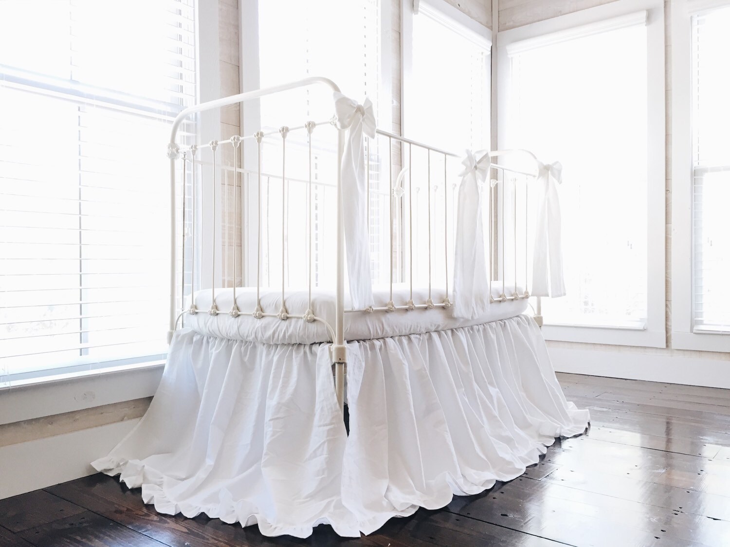 White Ruffle Crib Bed Set for Boy or Girl Baby Bed Skirt Etsy