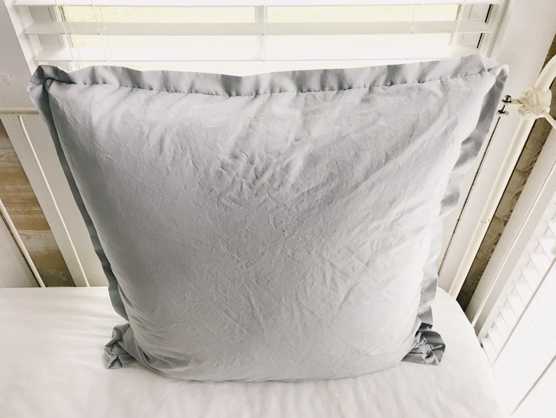 Zen Grey Euro Pillow Sham: 26x26 Tailored Farmhouse Cover afbeelding 6