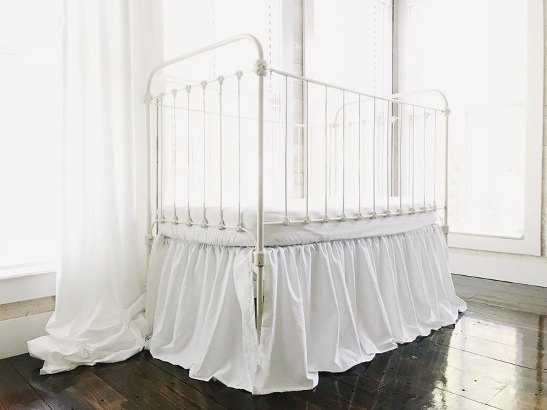 White Crib Skirt Farmhouse Crib Skirt Cotton Crib Skirt Etsy