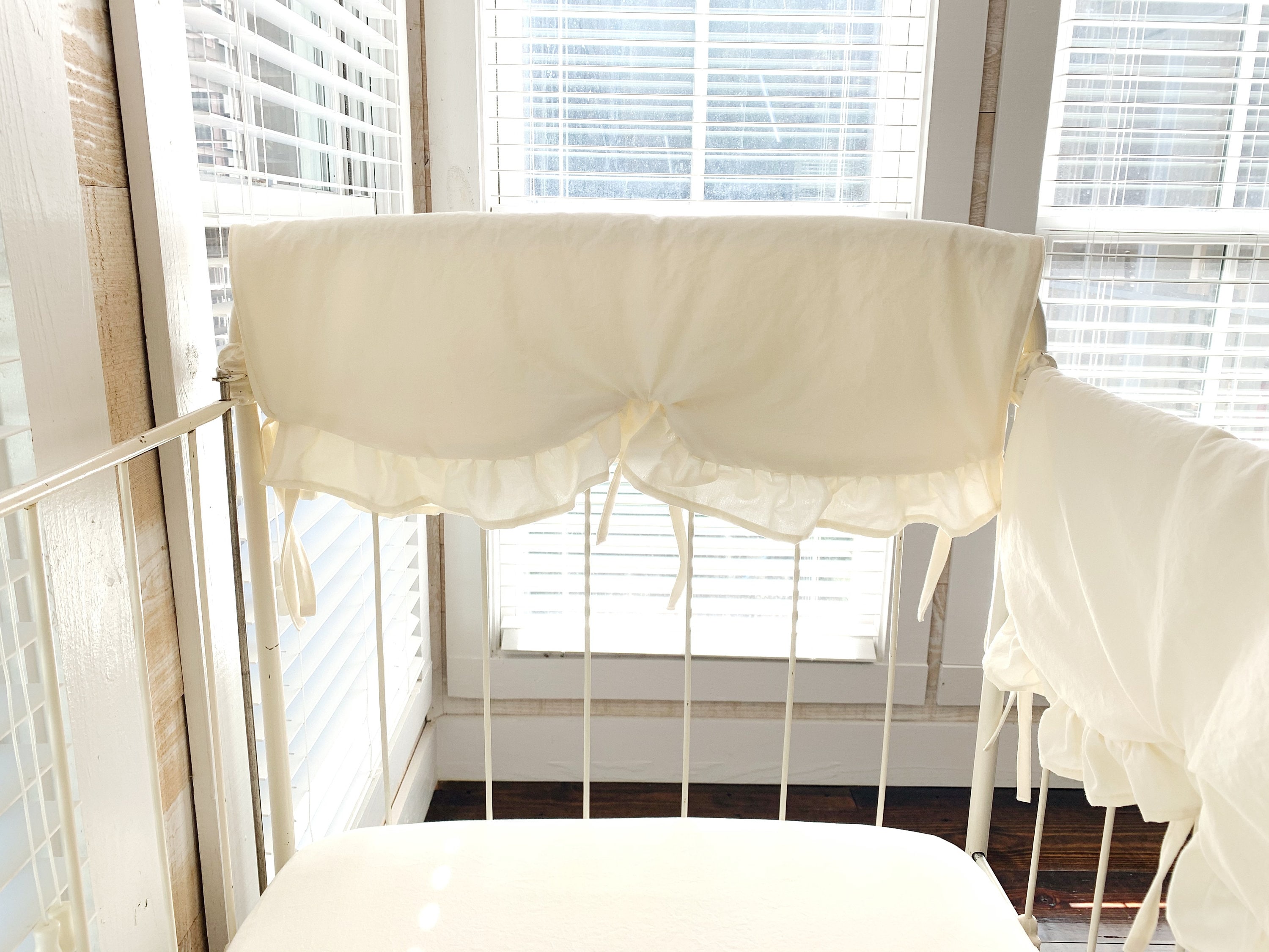Scalloped Crib Rail Cover Baby Boy or Girl Ivory Ruffled Crib Etsy