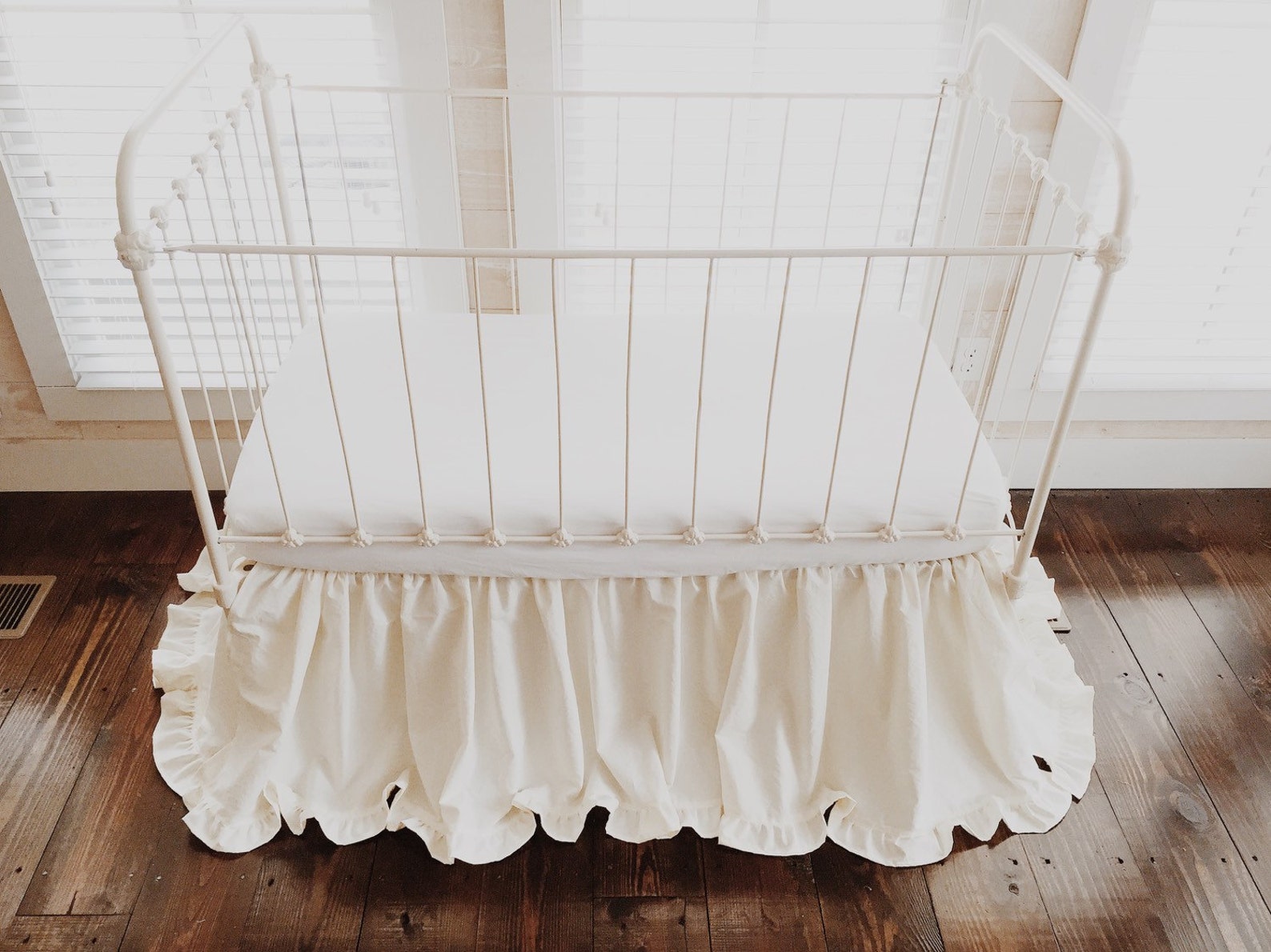 Ivory Ruffled Crib Skirt for Boy or Girl Neutral Baby Bed Etsy