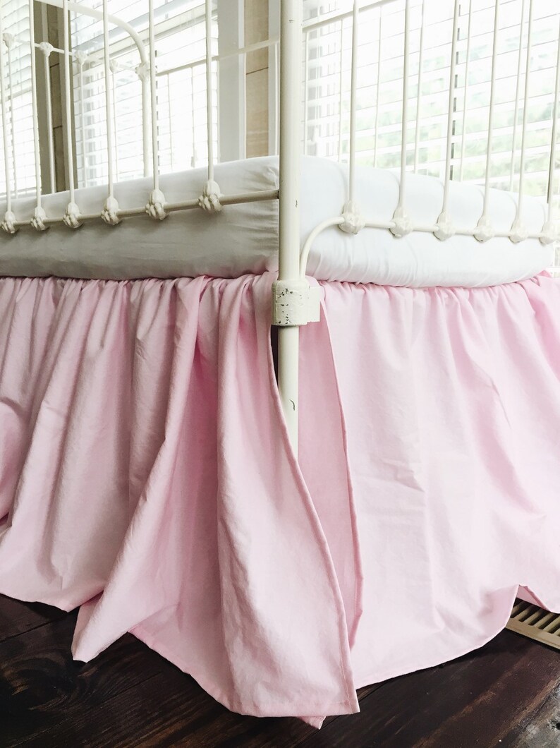 Parfait Pink Farmhouse Crib Skirt for Baby Girls Crib Dust Etsy