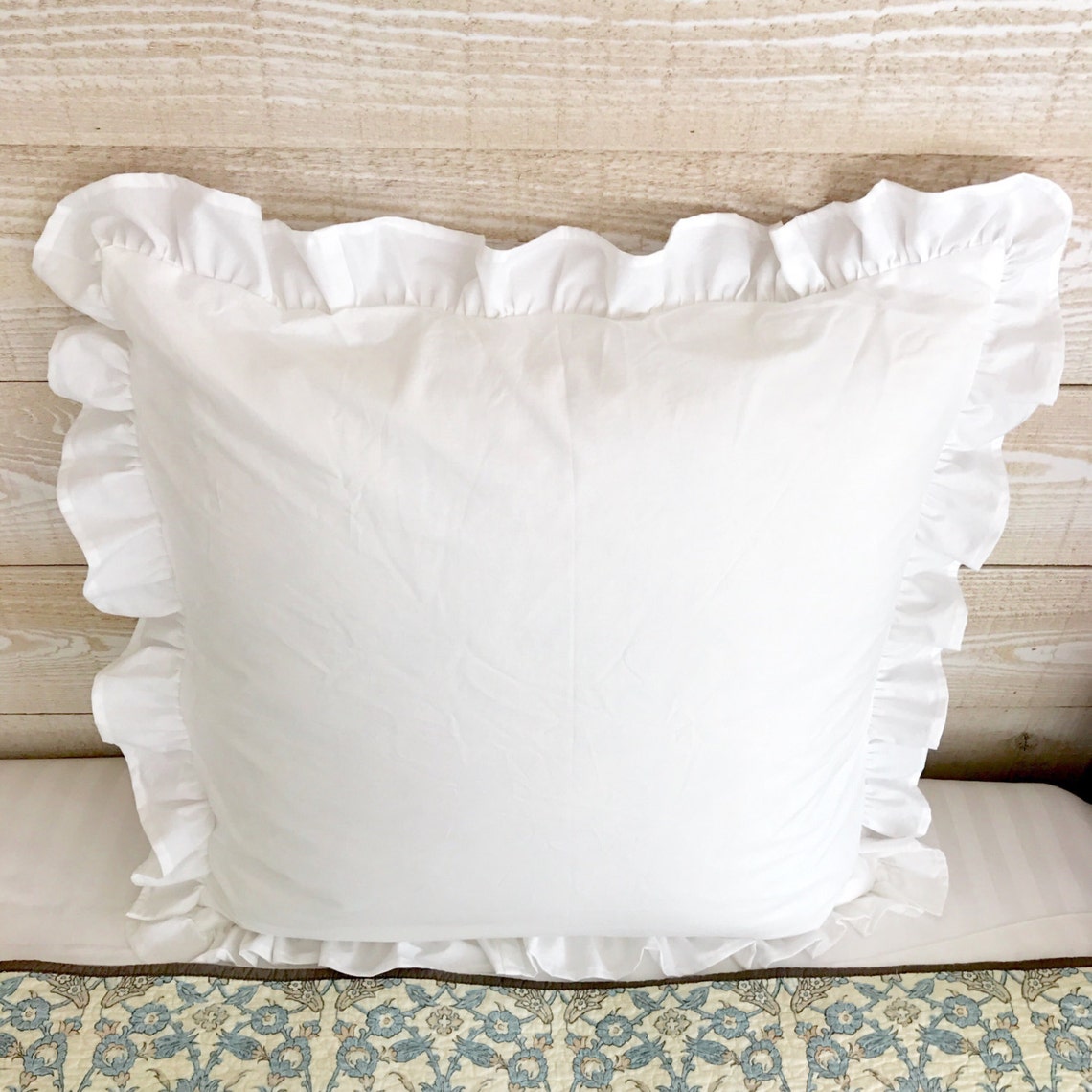 White Euro Sham Pillow Cover 26x26 Farmhouse Ruffle Euro Etsy