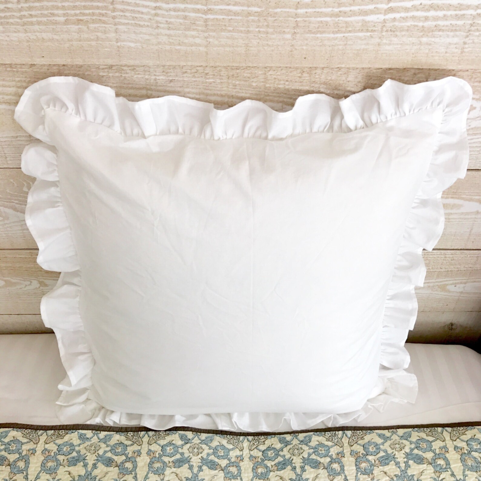 White Euro Sham Pillow Cover 26x26 Farmhouse Ruffle Euro Etsy