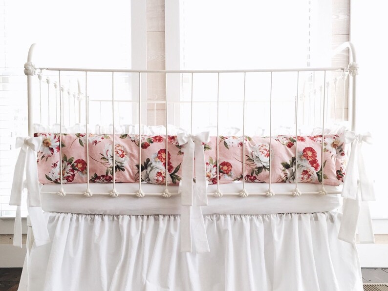 Garden Floral Ruffled Crib Bumpers Floral Bumpers Set Girl Etsy