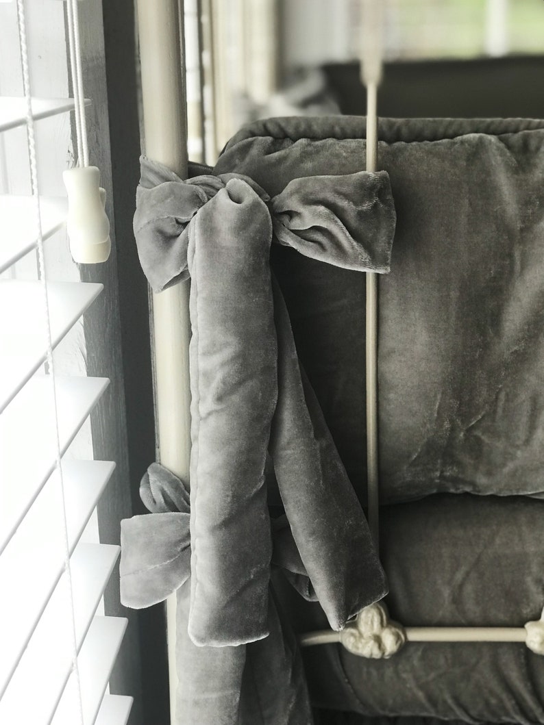 Silk Velvet Luxury Baby Bedding Gray Crib Skirt Crib Bumper Etsy