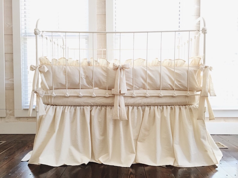 Natural Farmhouse Crib Bedding Set Neutral Baby Bedding Etsy