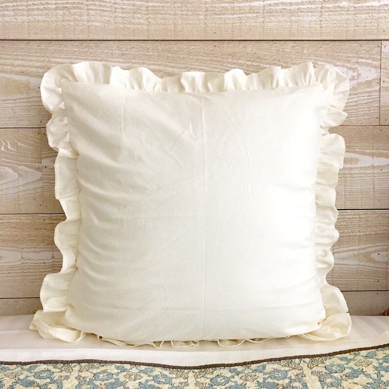 Ruffled Euro Pillow Sham in Ivory 26x26 Euro Pillow Covers Etsy