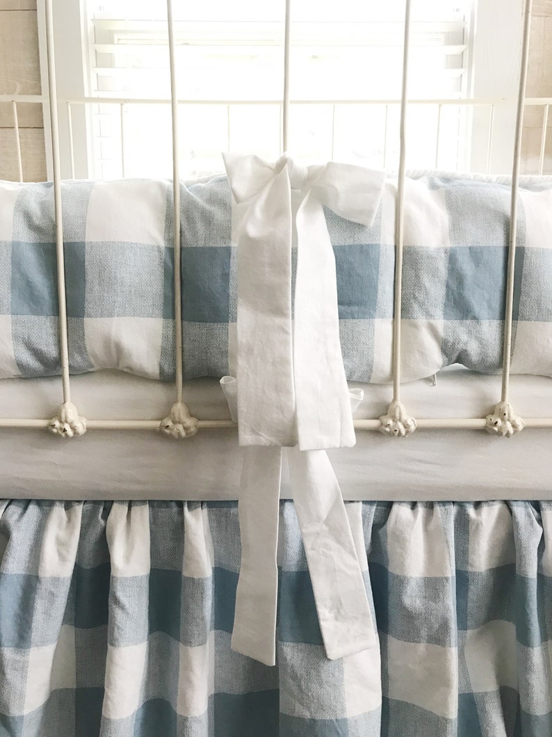 Blue Buffalo Check Crib Bedding Plaid Baby Bedding Boy Baby Etsy