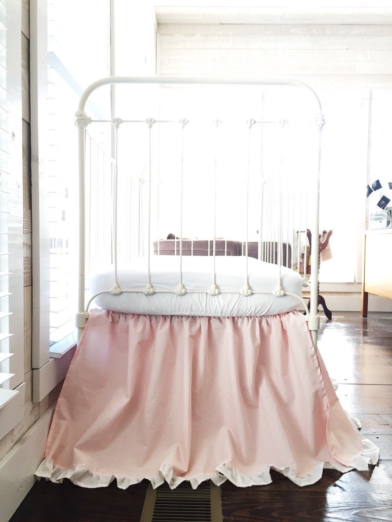 Girl Nursery Bedding Baby Bed Skirt Long Crib Skirt Crib Dust Ruffle Baby Girl Ruffled Crib Skirt Baby Girl Bedding