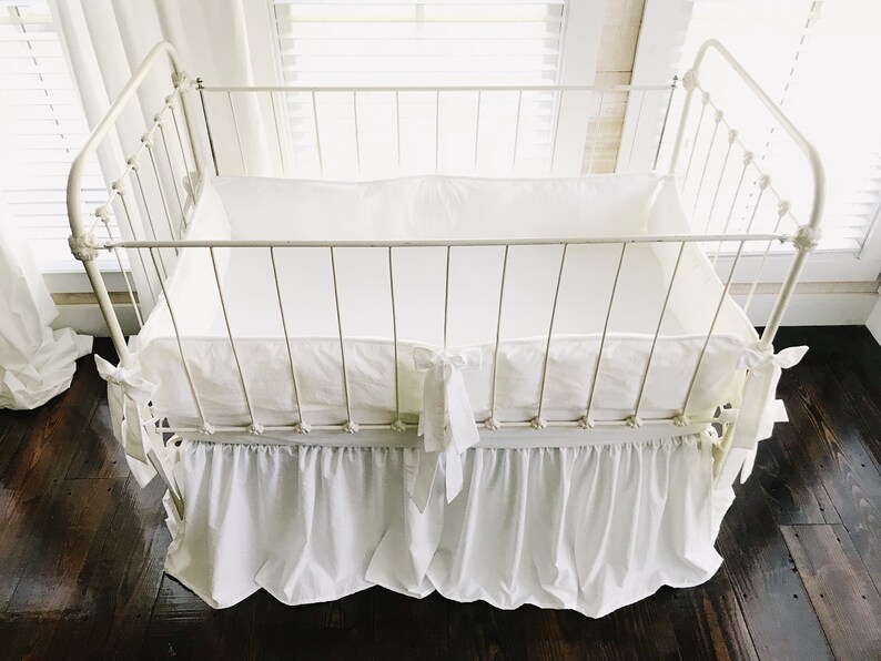White Crib Bedding Set Neutral Crib Bedding Crib Bumper Etsy