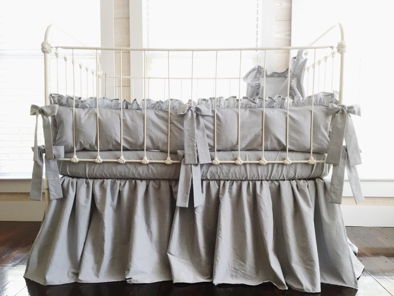 crib bedding grey