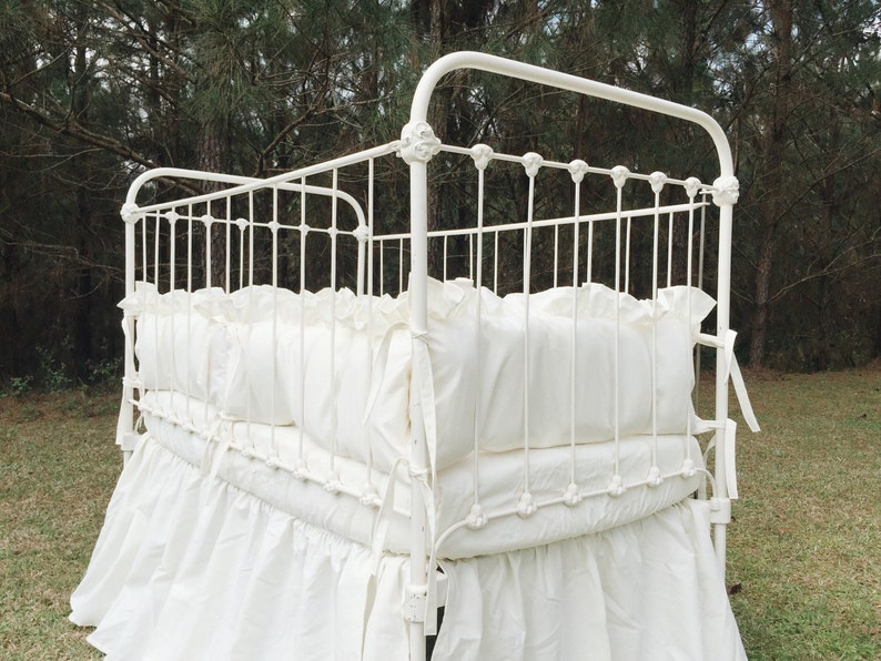Ivory Ruffled Crib Bumpers Neutral Crib Bumper Crib Bumper ...