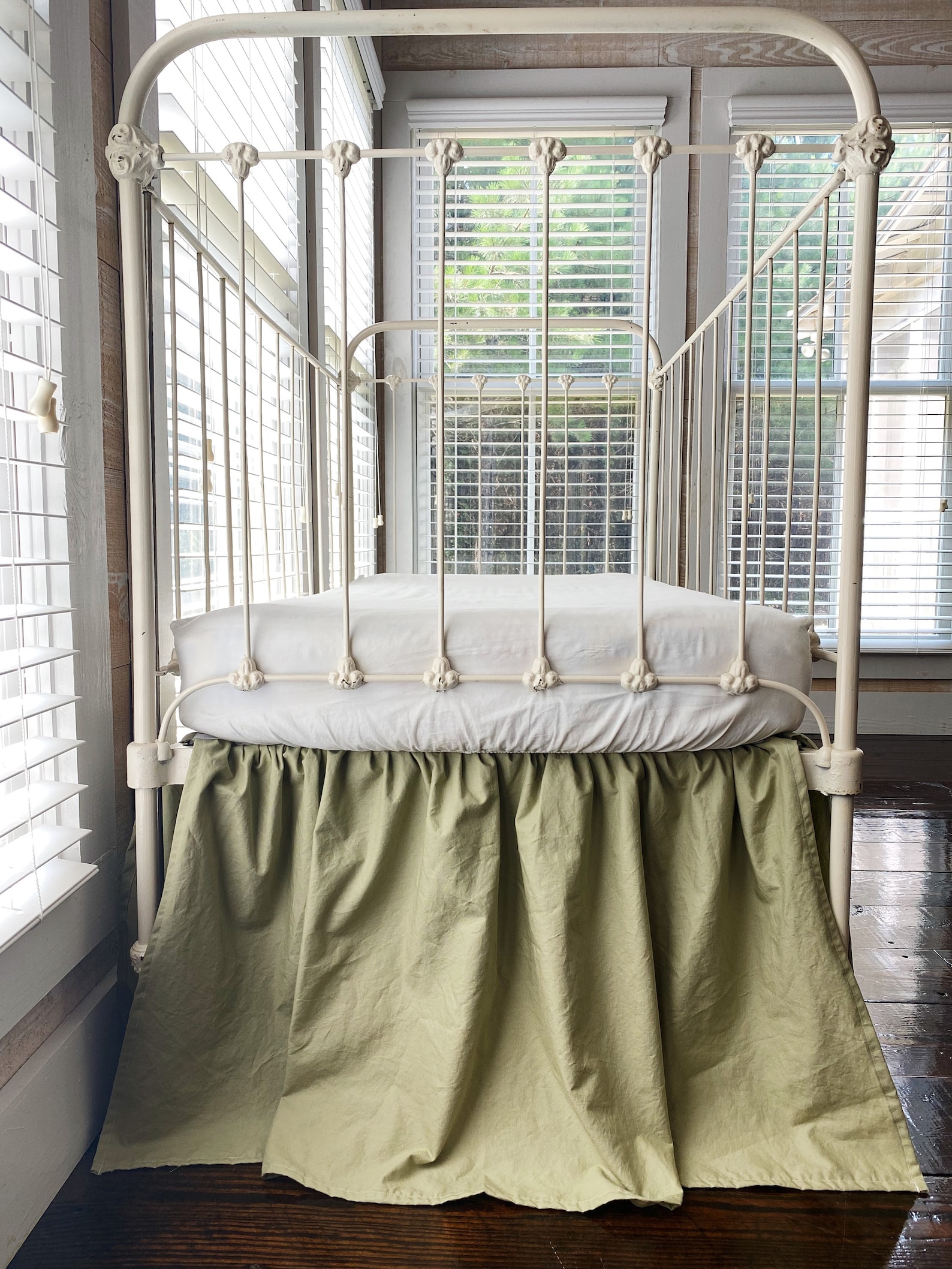 Sage Green Crib Skirt Boy Girl Baby Bedskirt Woodland Etsy