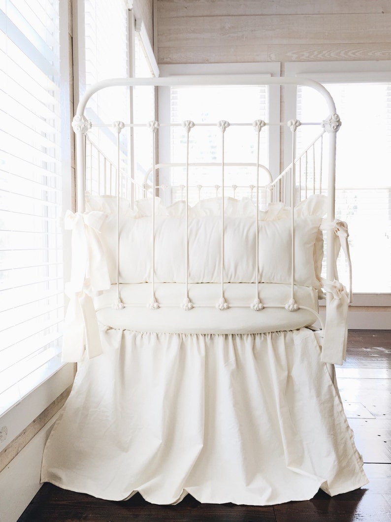 Ivory Farmhouse Crib Bedding Set Neutral Crib Bumpers Ivory Etsy