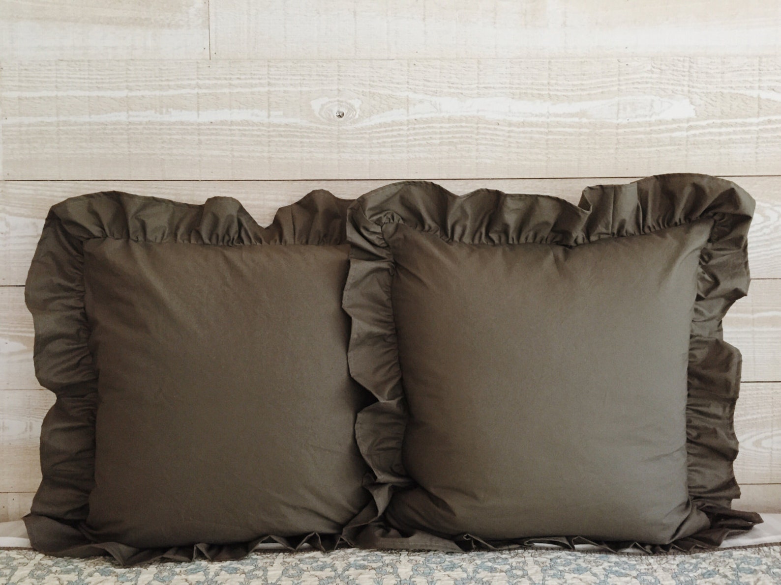 26x26 Ruffled Euro Shams Euro Pillow Covers Farmhouse Euro Etsy