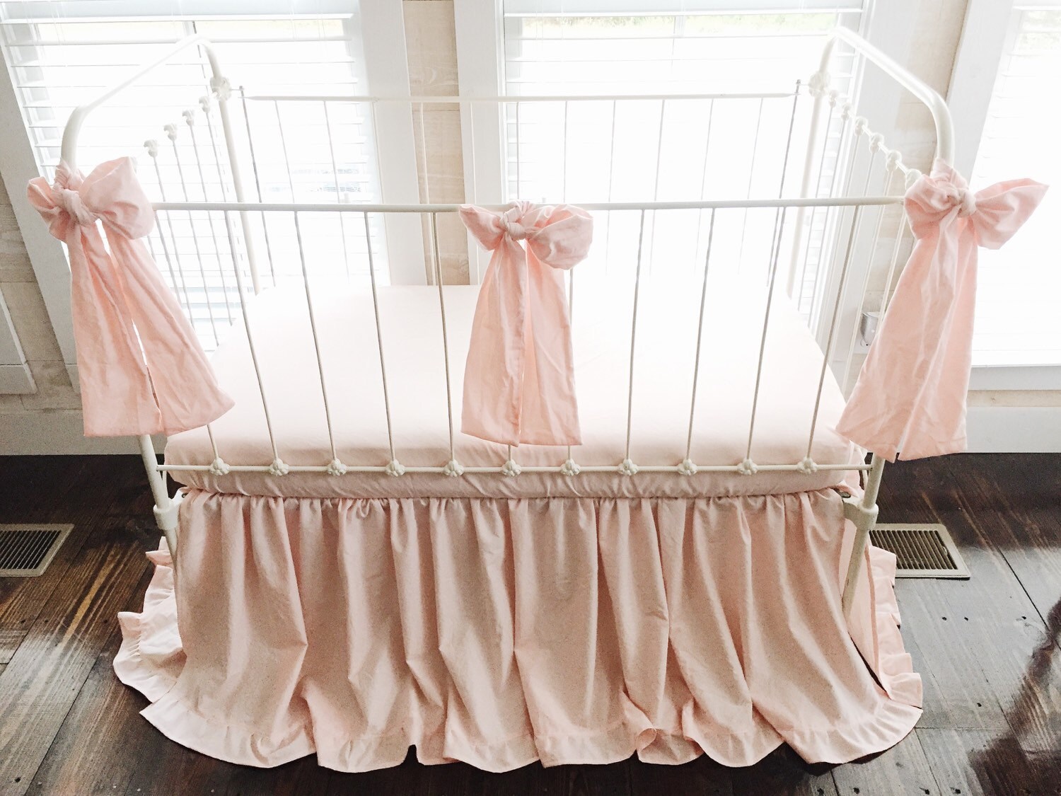 Pink Ruffle Crib Bedding Set Ruffled Crib Skirt Baby Girl Etsy