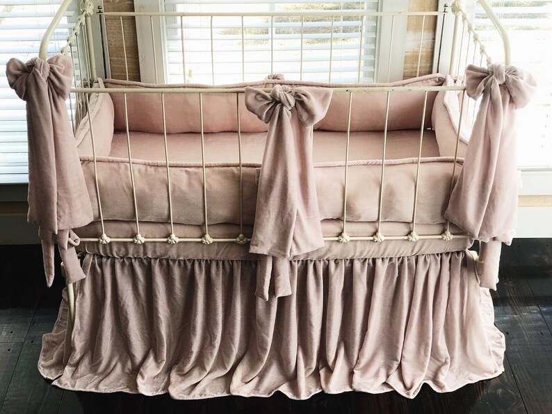 Blush Crib Bedding Set Velvet Blush Pink Crib Bedding Set for Etsy