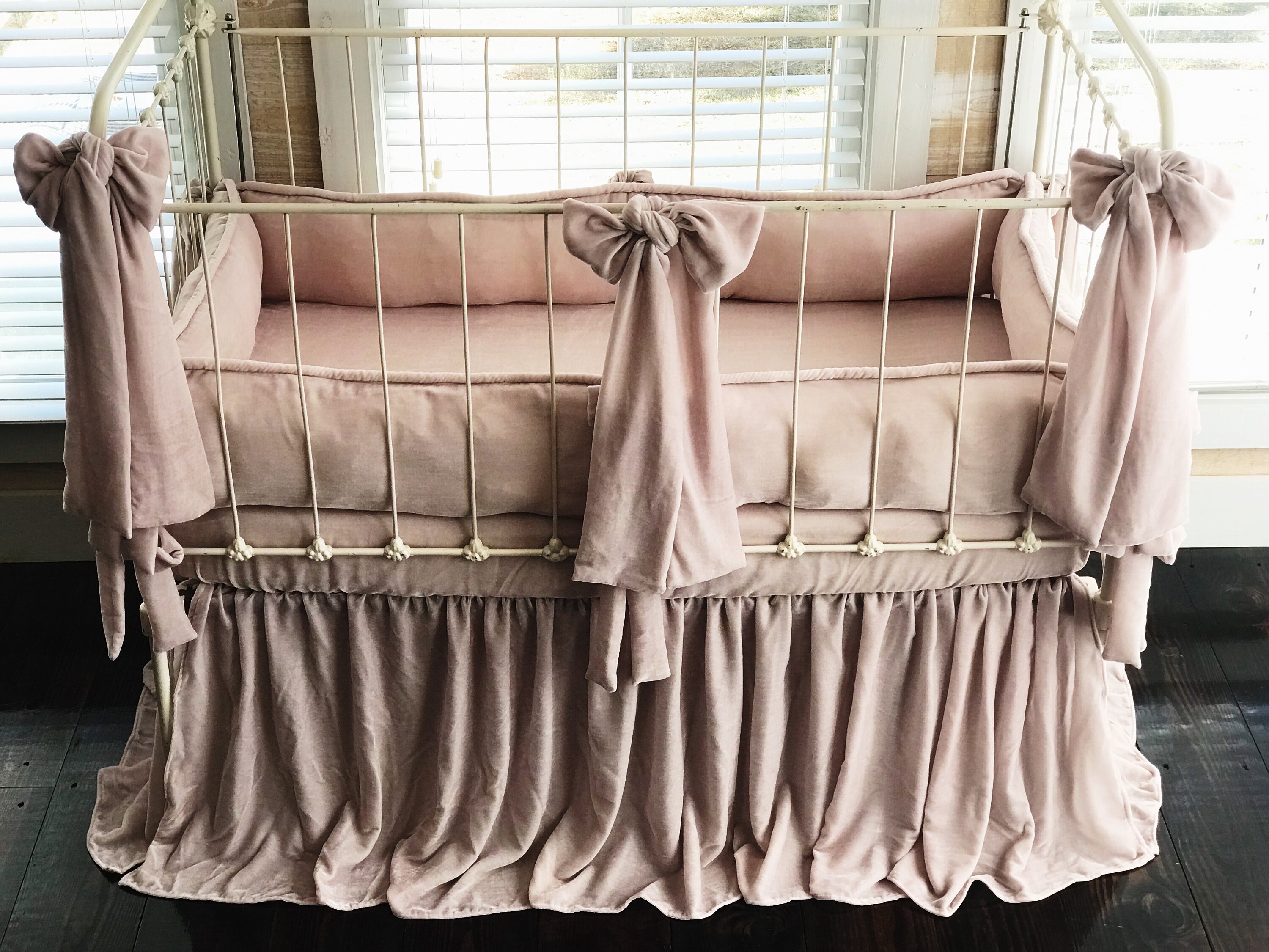 Blush Crib Bedding Set Velvet Blush Pink Crib Bedding Set for Etsy
