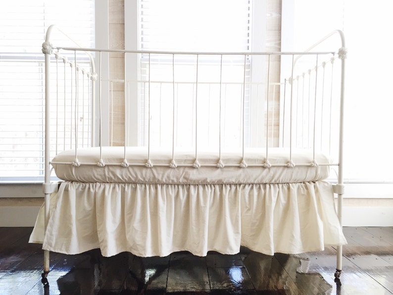 Natural Crib Skirt Short Crib Skirt Toddler Bed Skirt Etsy