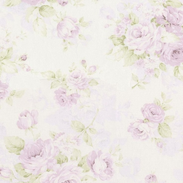 Lavender Shabby Chic Watercolor Floral Fabric By the Yard