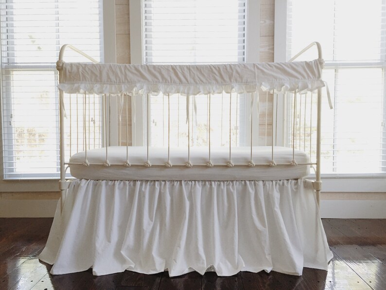 White Crib Rail Cover Set White Farmhouse Crib Skirt Ruffle Etsy