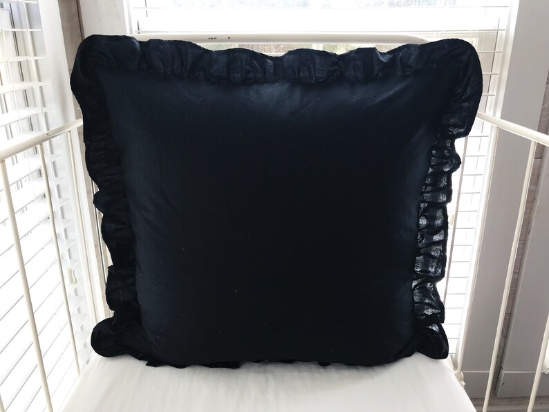 Black Euro Sham Ruffled Pillow Cover Farmhouse Euro Sham Etsy