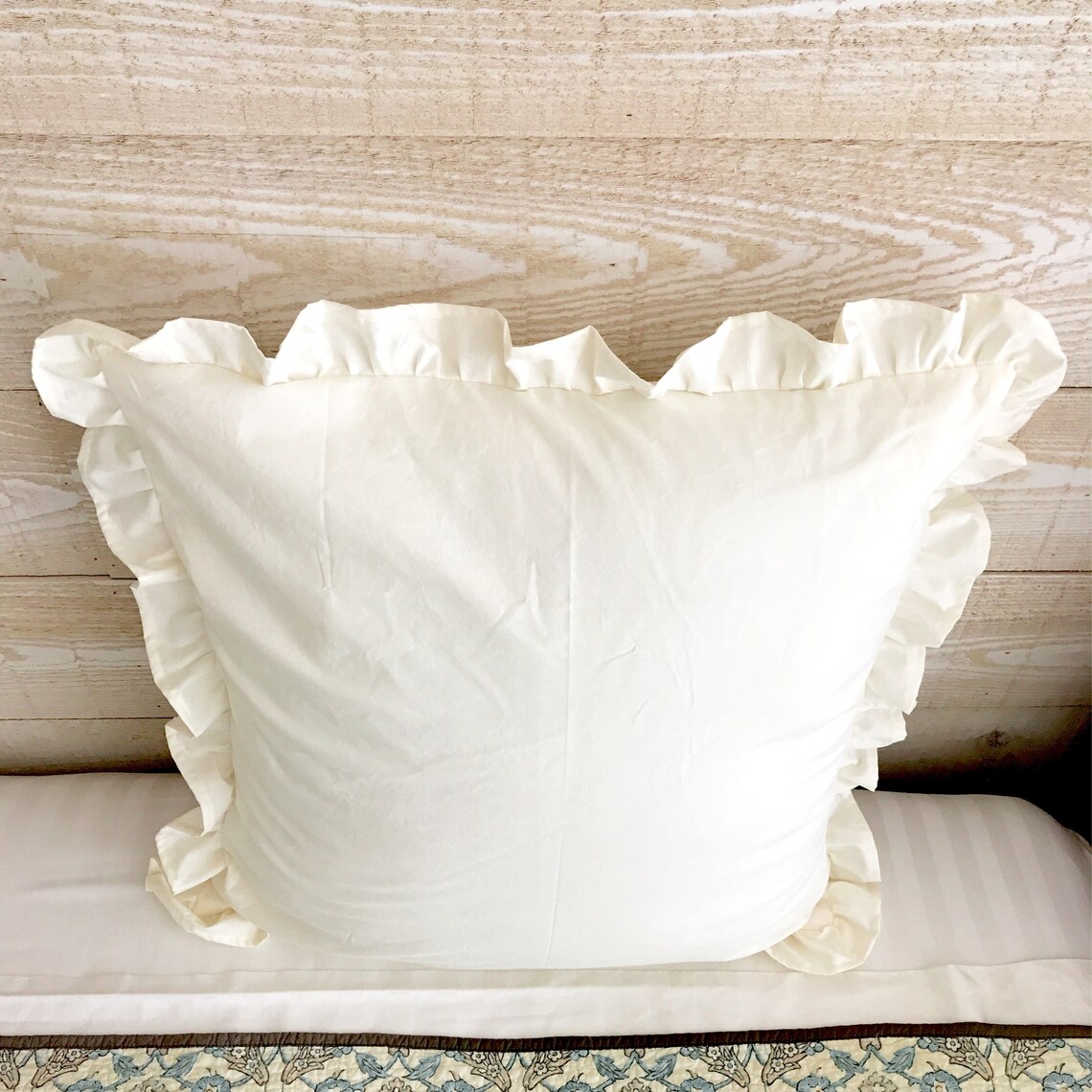 Ruffled Euro Pillow Sham 26x26 Euro Pillow Covers Ivory Euro Etsy