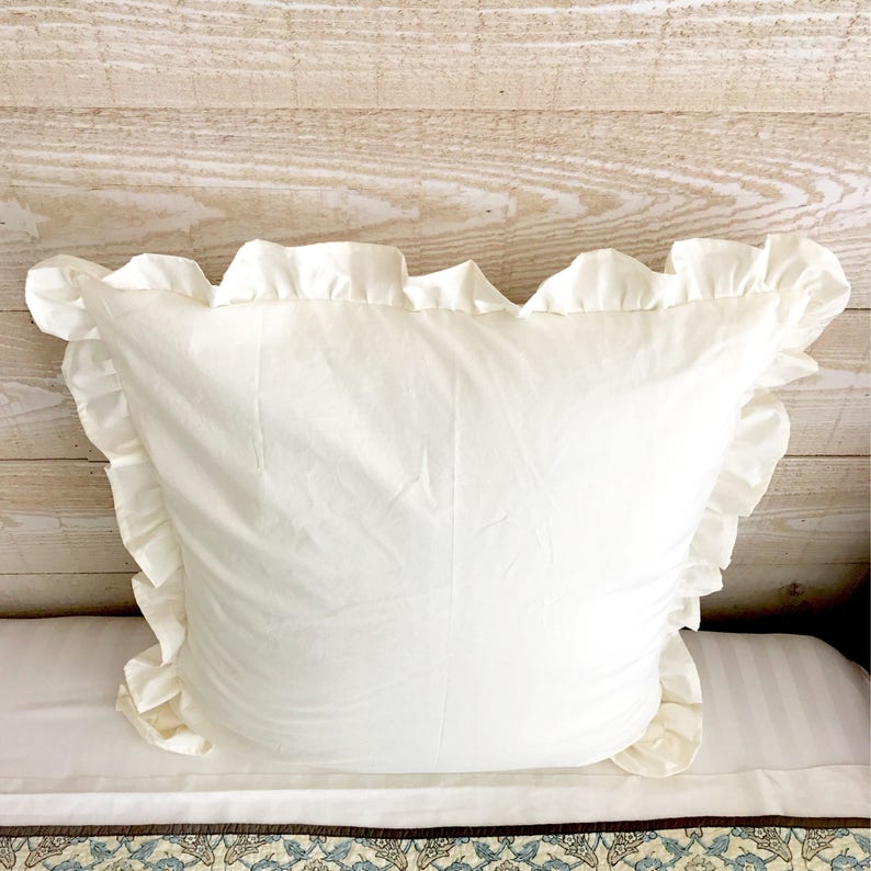 Ruffled Euro Pillow Sham in Ivory 26x26 Euro Pillow Covers Etsy